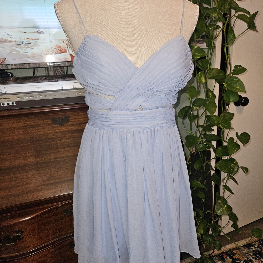 Elegant Light Blue Pleated Dress : Junior